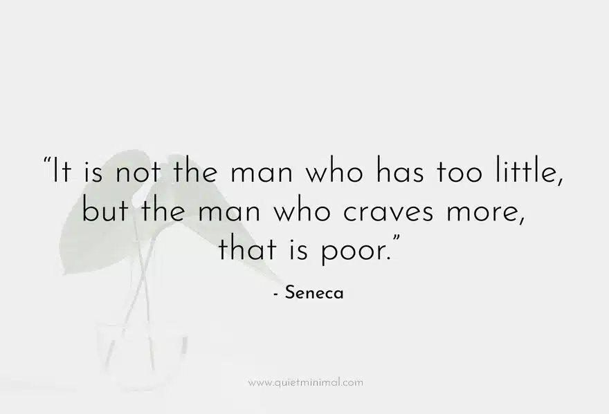 “It is not the man who has too little, but the man who craves more, that is poor.” - Seneca