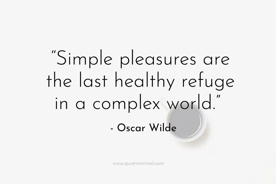 “Simple pleasures are the last healthy refuge in a complex world.” - Oscar Wilde