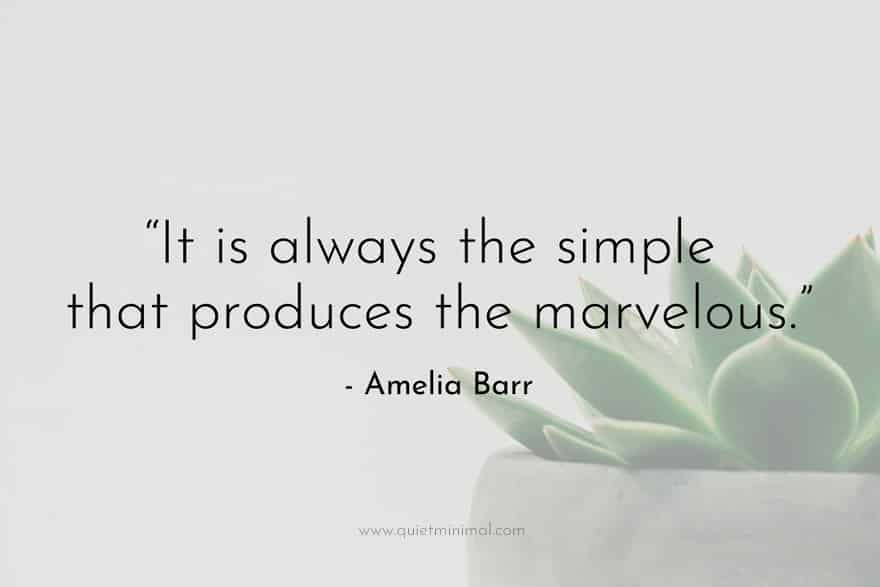 "It is always the simple that produces the marvelous." - Amelia Barr