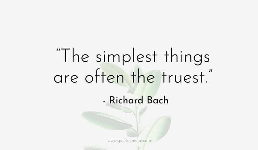 "The simplest things are often the truest." - Richard Bach