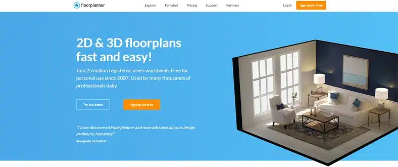 Floorplanner  - Best Software for Interior Designing - Free