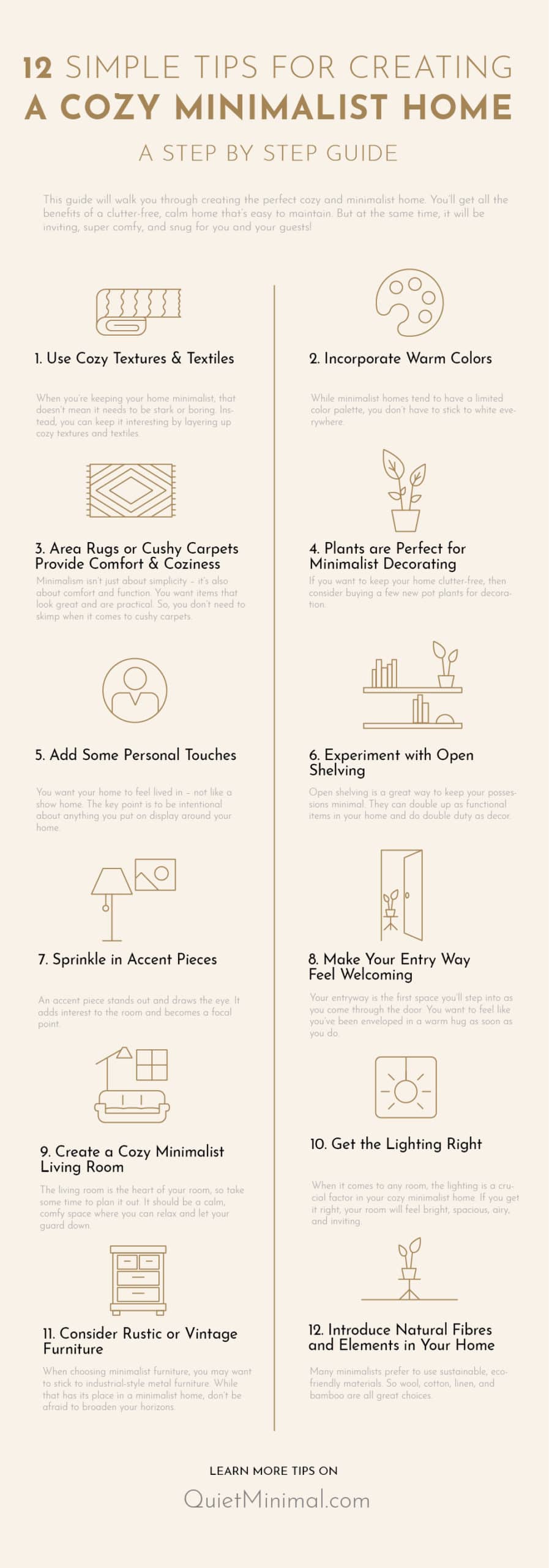 12 simple tips for creating a cozy minimalist home, a step by step guide