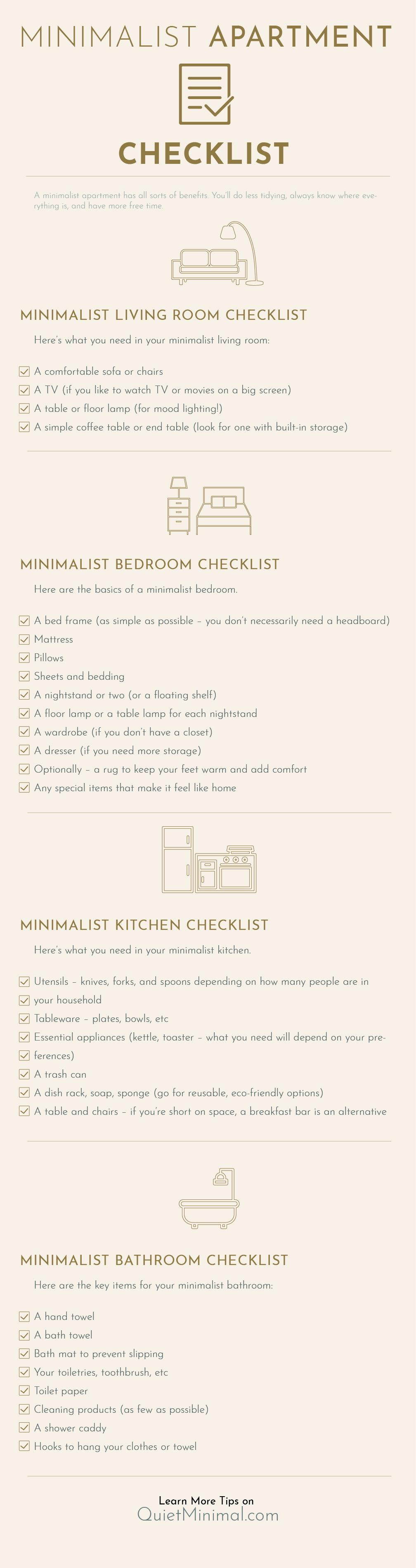 minimalist new apartment checklist