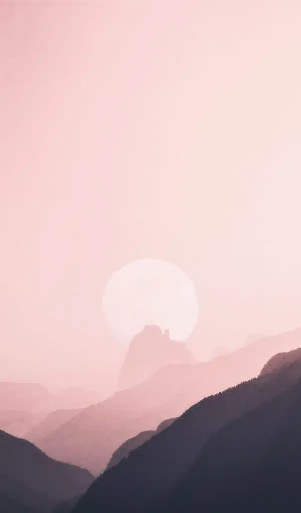 Minimalism Circle Mountains And Moon 4k Wallpaper 4K