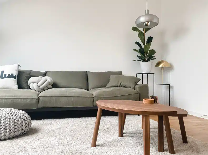 scandinavian boho living room low lying furniture