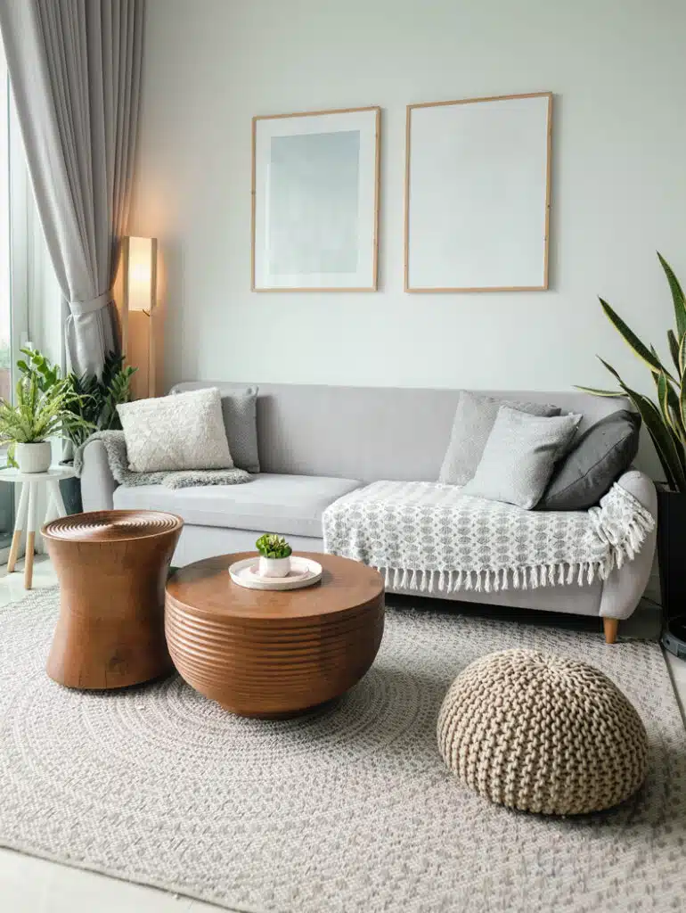 cozy and comfy scandinavian boho living room