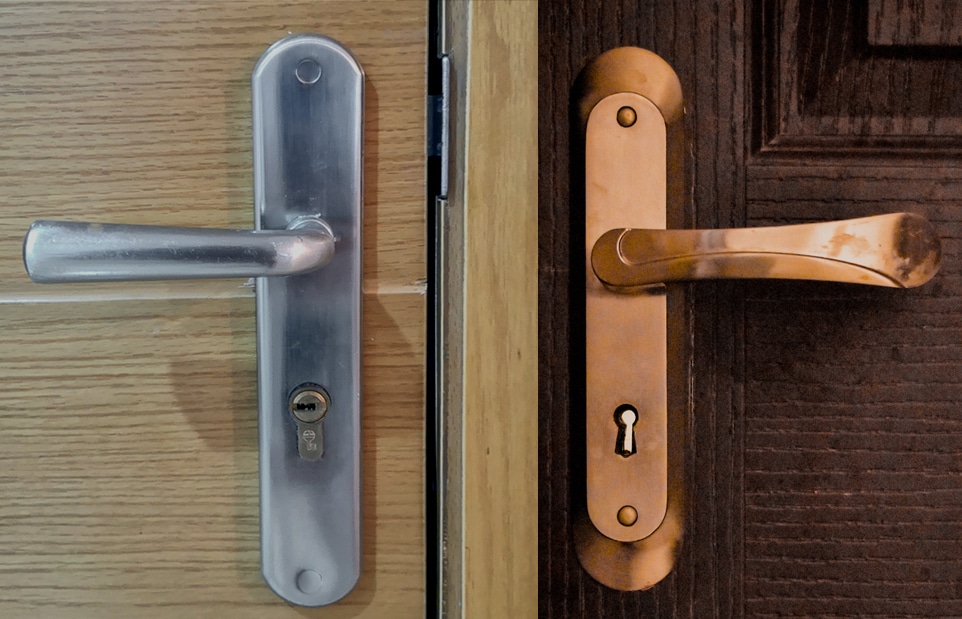 different types of door handles - lever Door handle on backplate