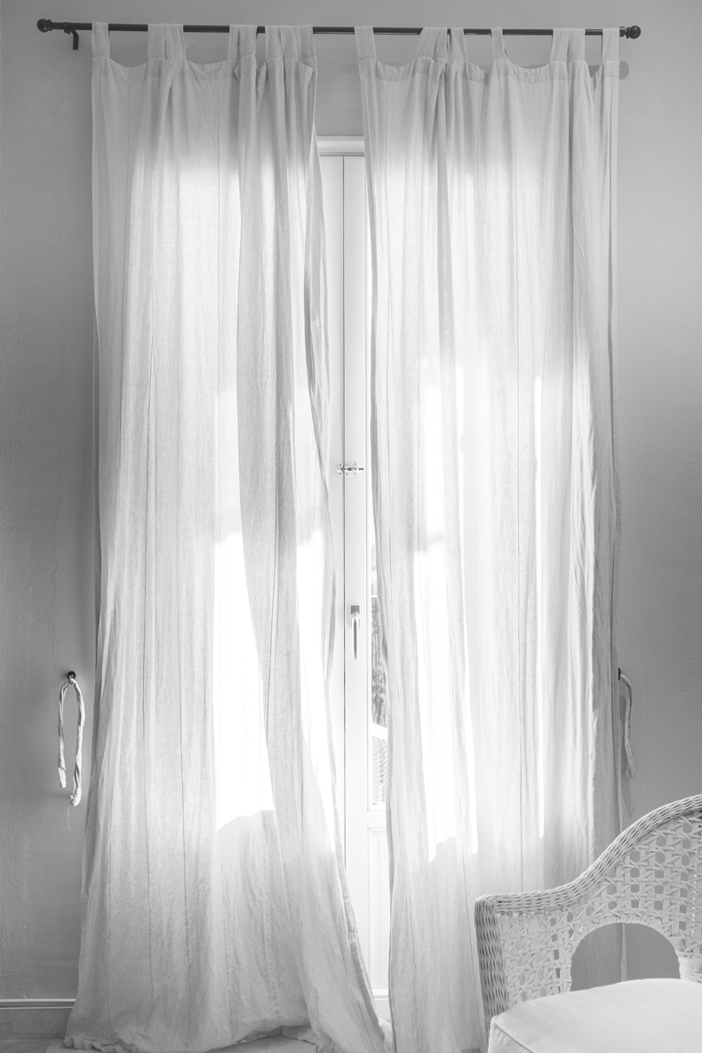 boho curtain for gray walls