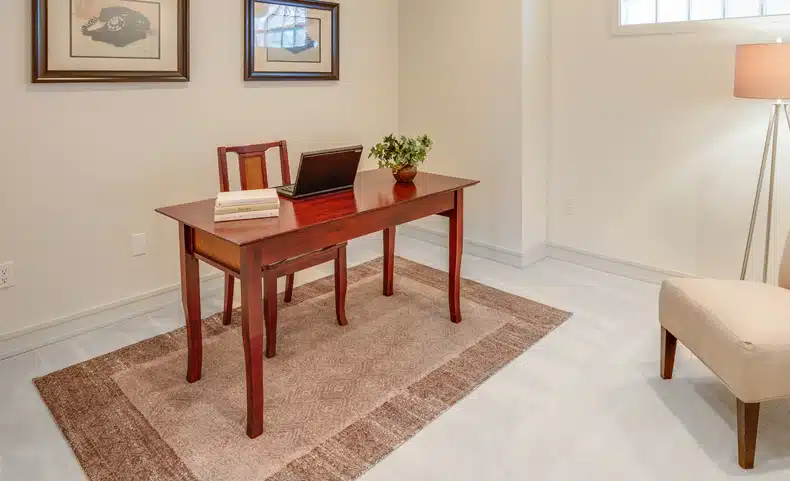 light brown rug for grey floor