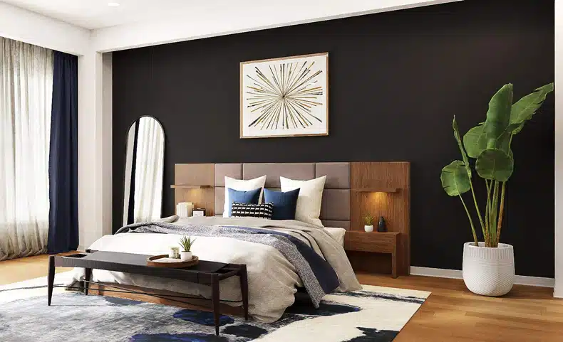 minimalist boho bedroom with textures