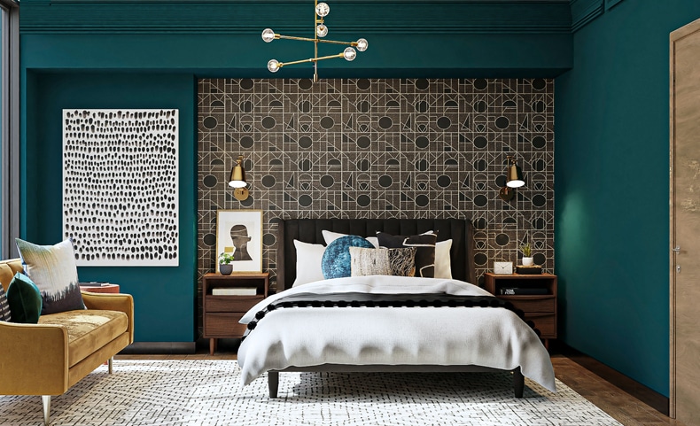 cozy bedroom aesthetic with cool colors