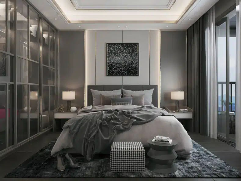 grey cozy bedroom aesthetic