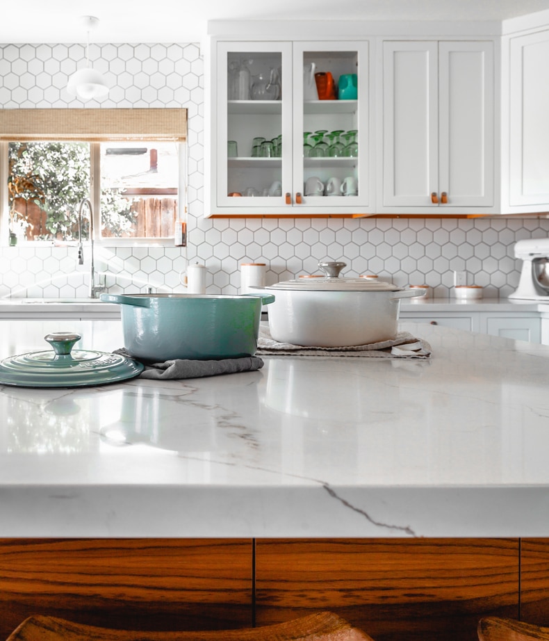 white kitchen granite countertop