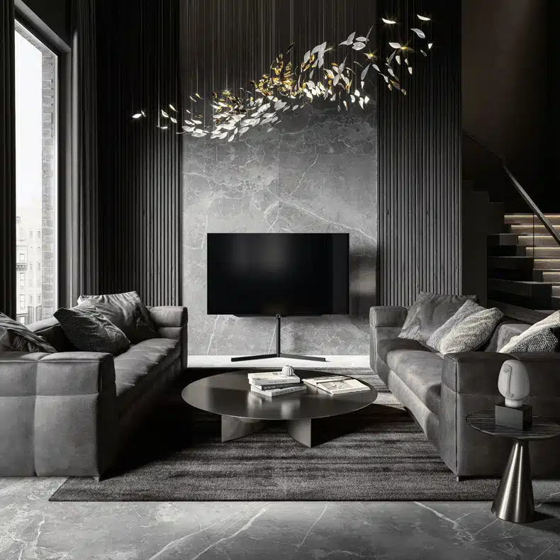 modern black living room material