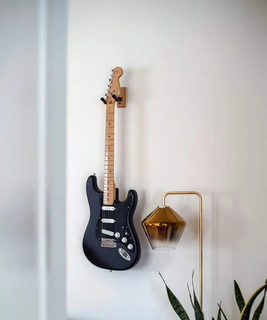 guitar wall hanger idea for music room
