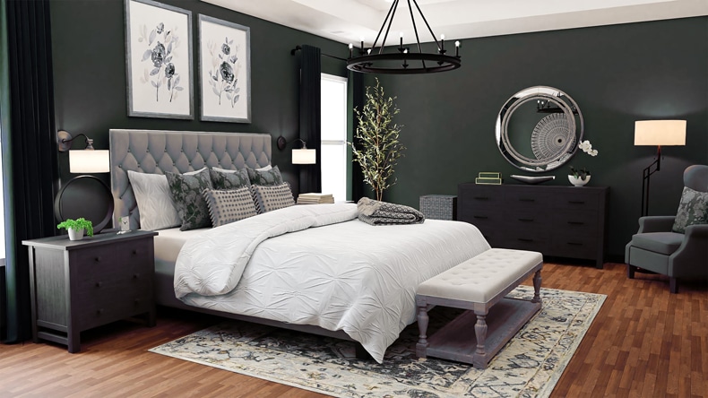 dark green wall bedroom
