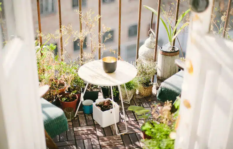 tiny table in a small balcony