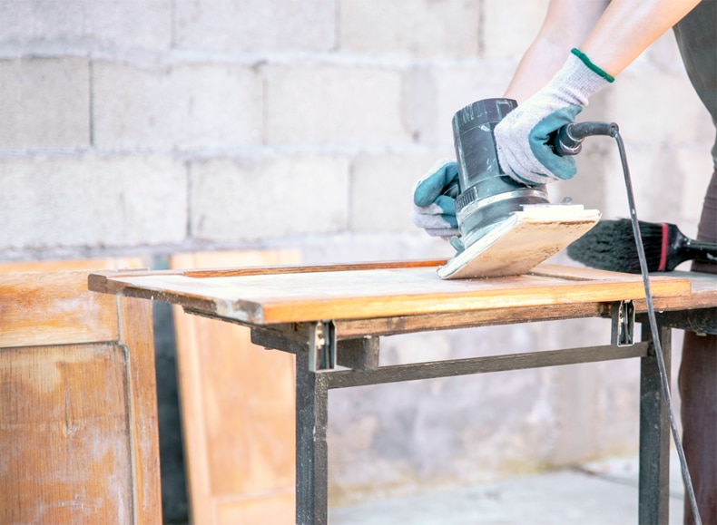 sanding your old vintage kitchen cabinet