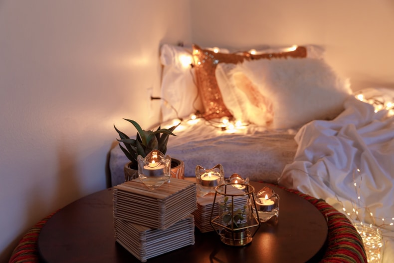 candles in a romantic room