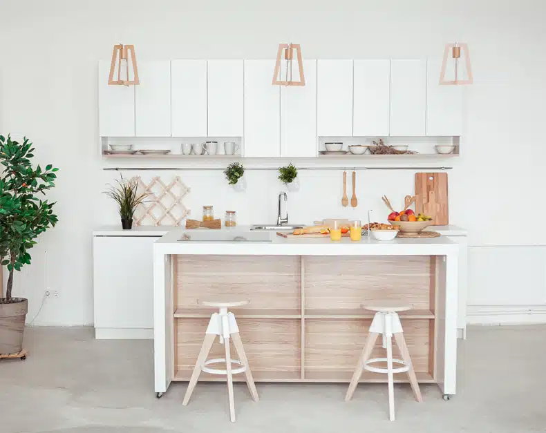 small minimalist kitchen countertop space