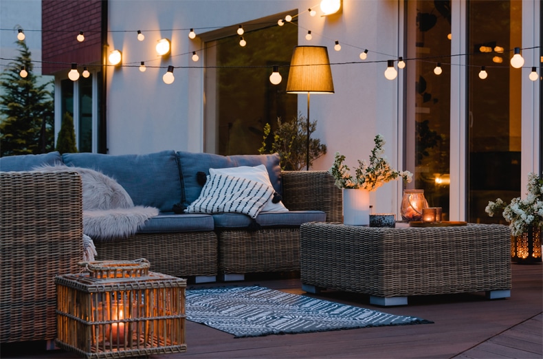 small cozy patio lighting