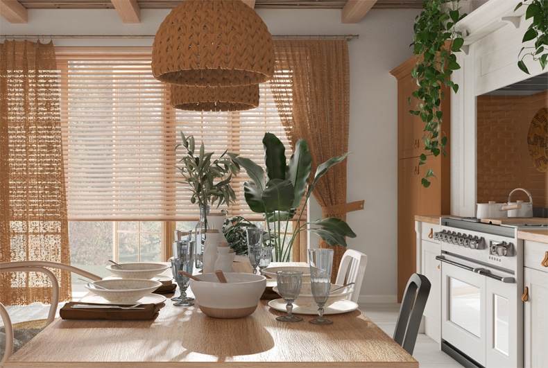 boho kitchen natural elements