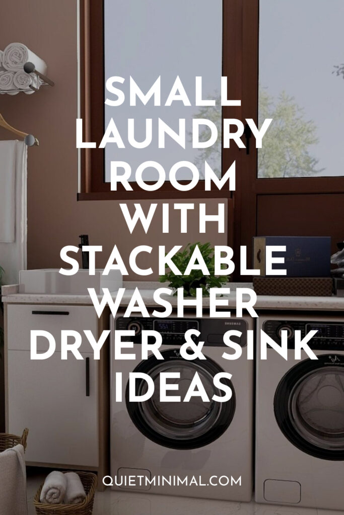 small laundry room with stackable washer, dryer and sink ideas