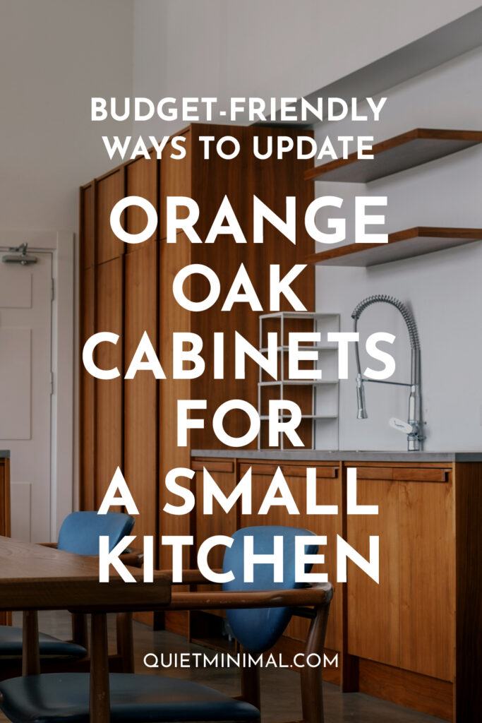 ways to update orange oak cabinets for a small kitchen