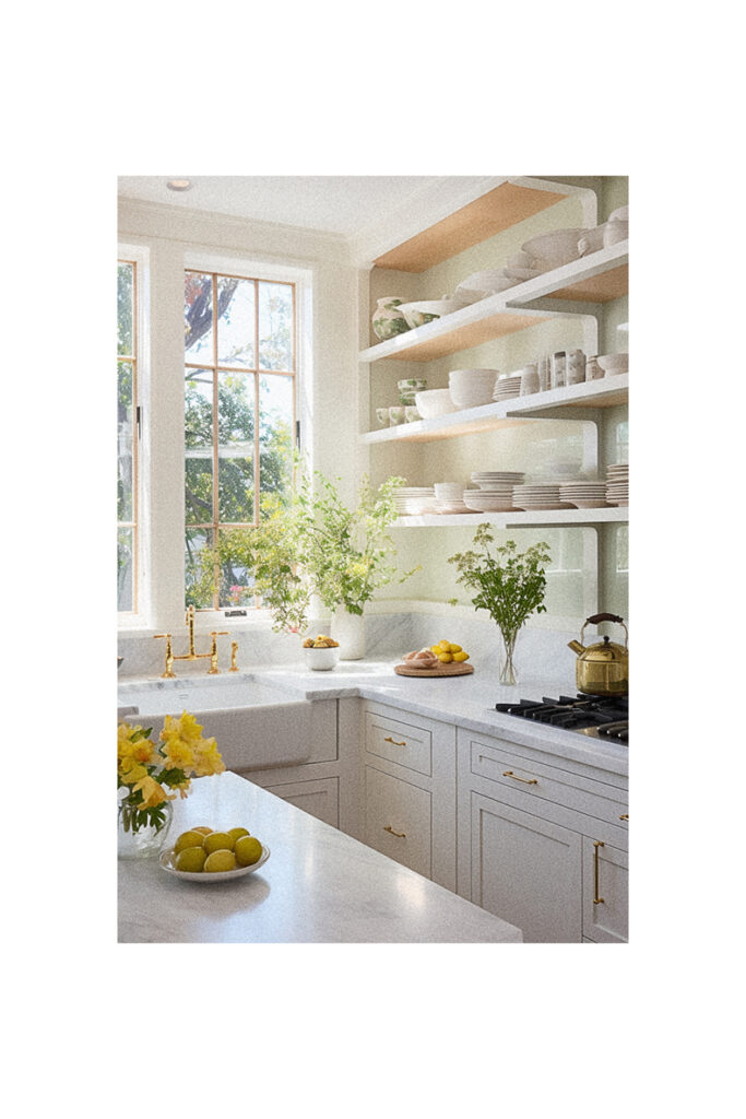 A white kitchen with a window over the sink.
