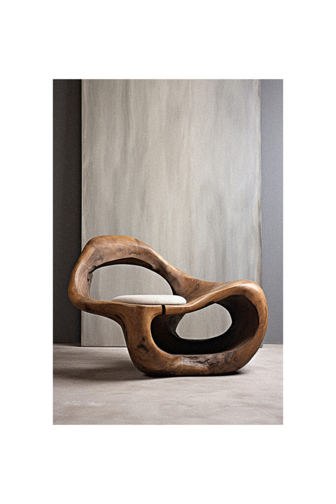 A modern wooden lounge chair.
