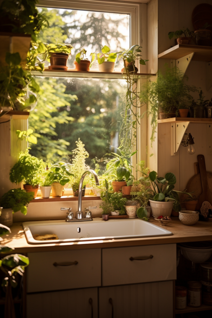 A kitchen window over the sink.