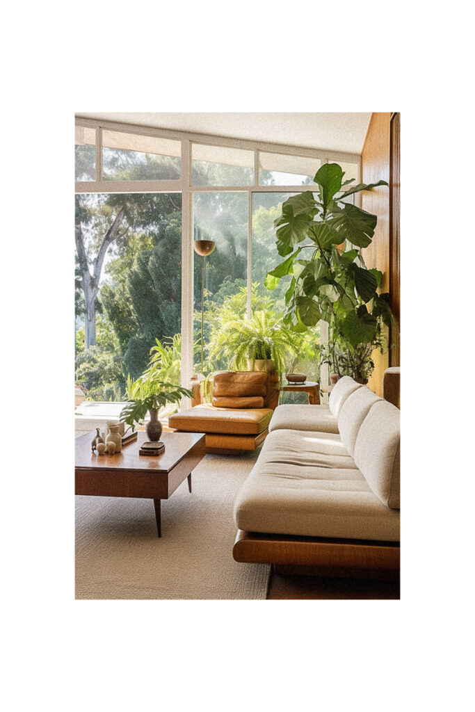 An organic living room with a large window.