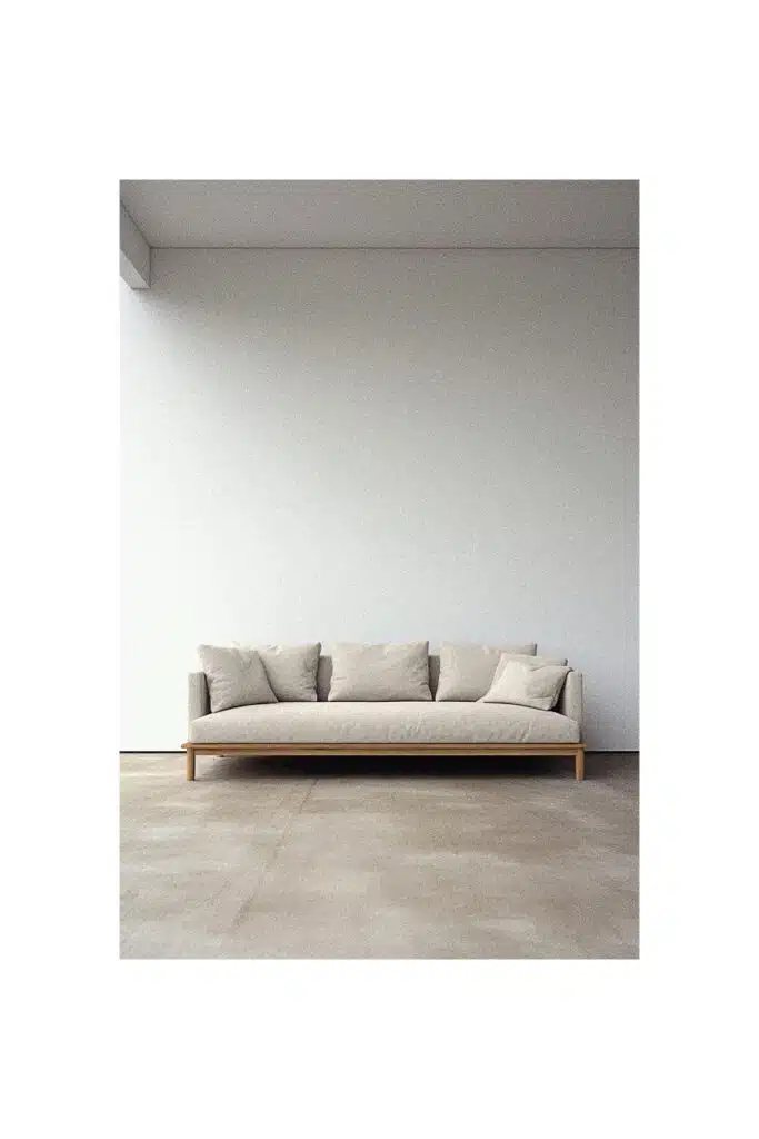 A simple white sofa in an empty room.