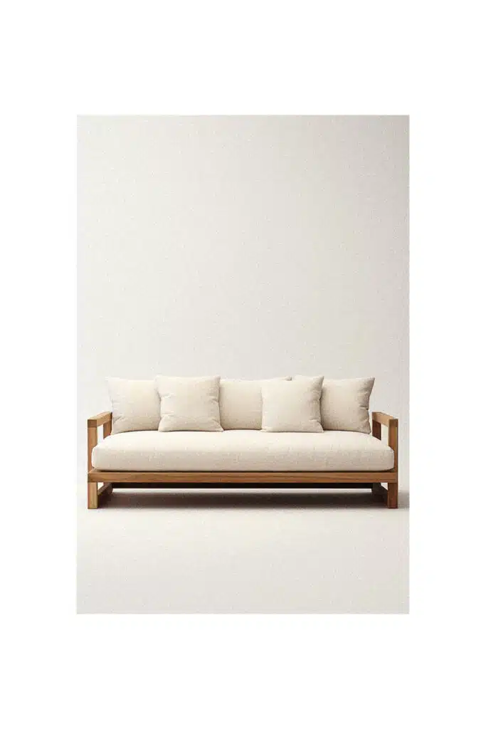 An image of a simple white sofa.