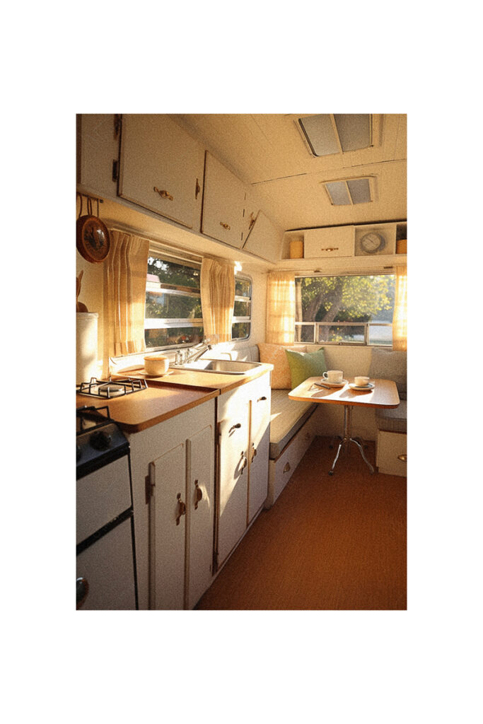 A vintage trailer kitchen remodel in an RV.