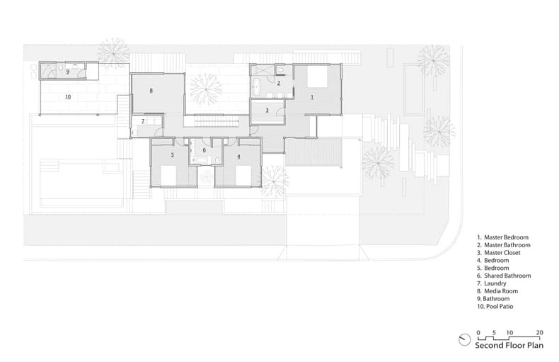A floor plan of a modern house.