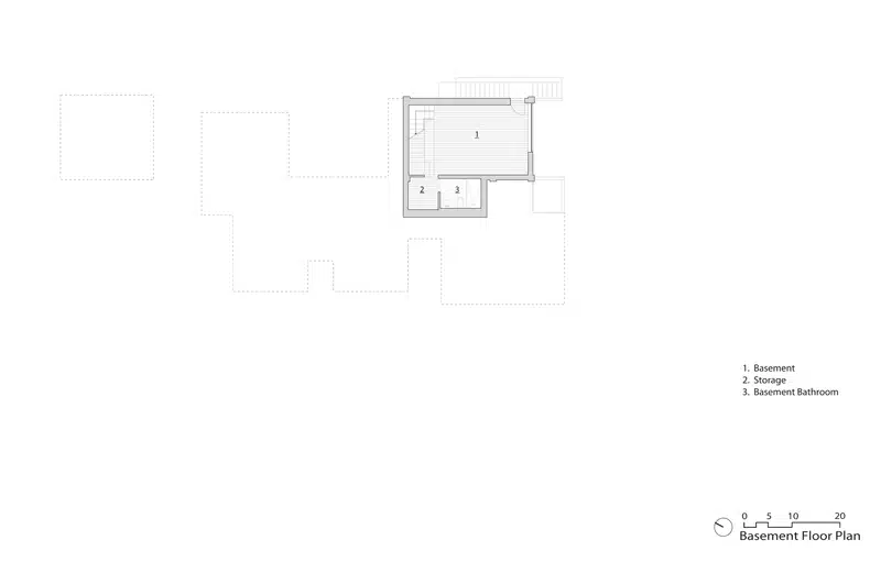 A floor plan of a house with two bedrooms and a bathroom.