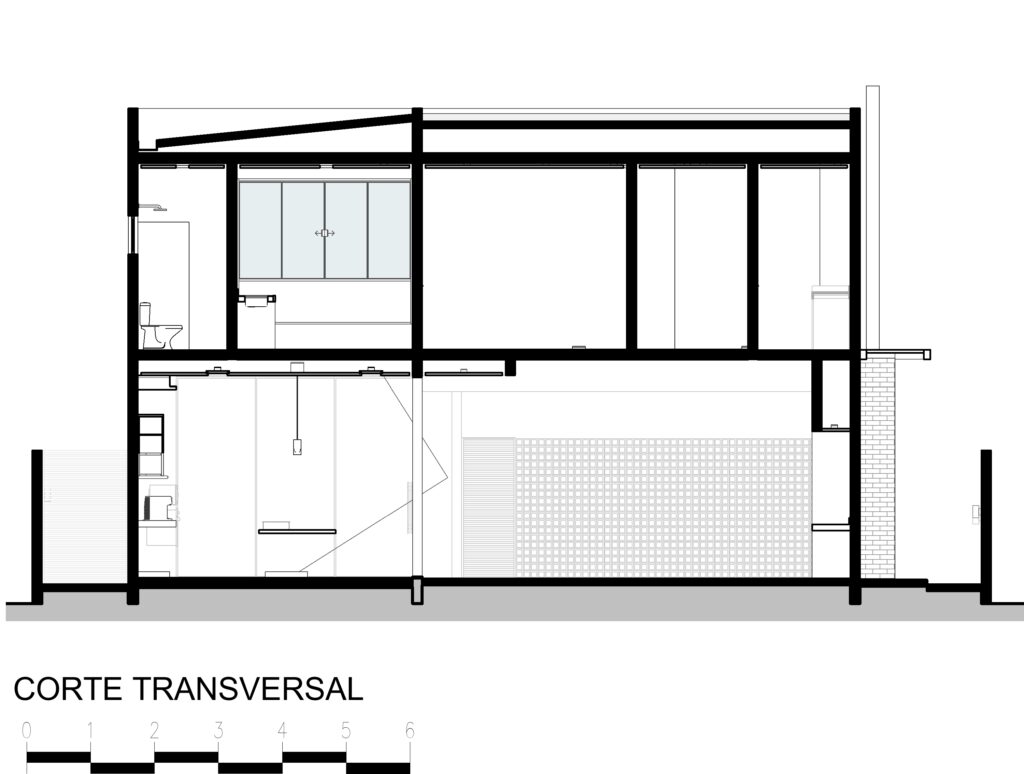 A drawing of a house with a black and white floor plan.