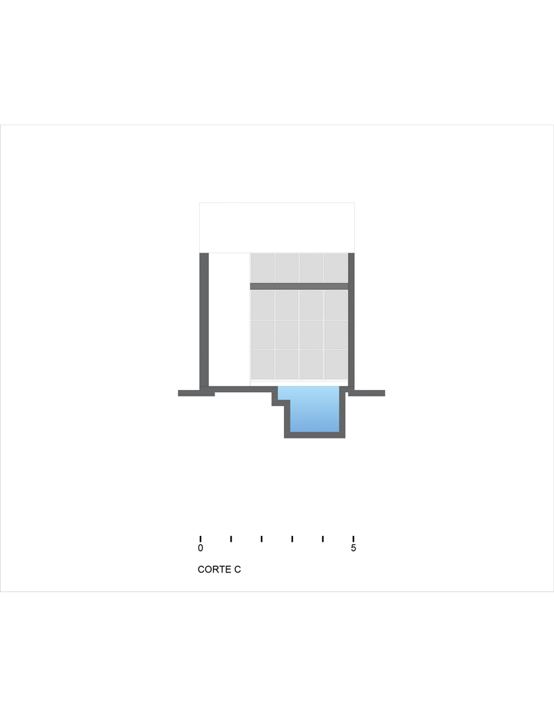 A floor plan of a house with a swimming pool.