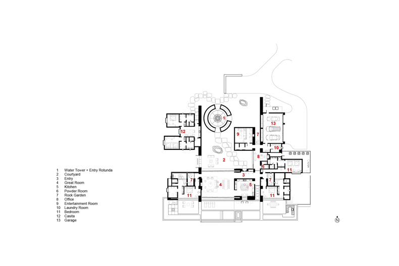 A floor plan of a modern house.