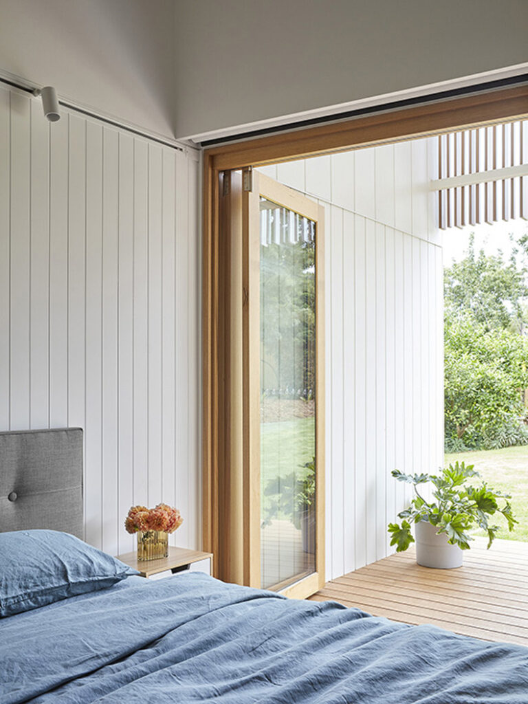 A sliding glass door in Twin Peaks House by Mihaly Slocombe.
