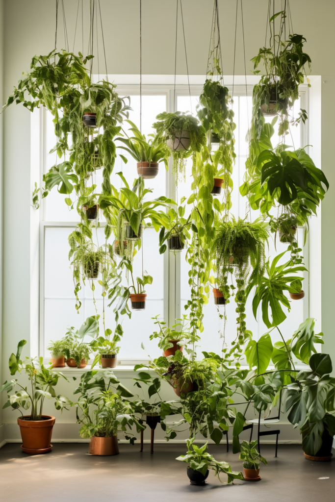 Creating a hanging garden in a room with a window.