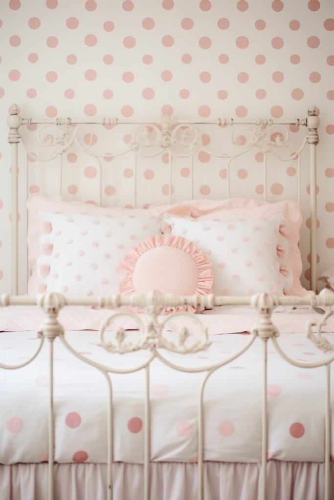 Pink and white polka dot bedding adds a touch of elegance to any bedroom, creating a blissful retreat where you can find sanctuary.