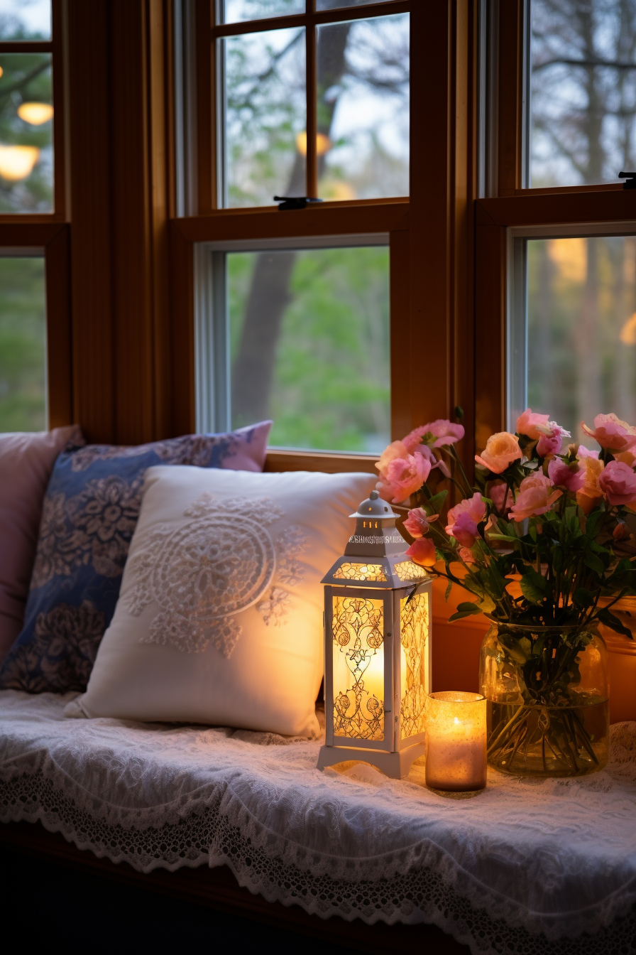 A blissful retreat; a candle on a window sill.