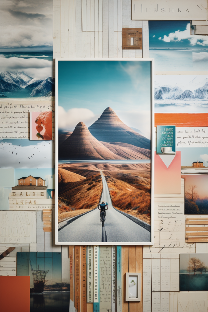 An aesthetic framed photo of a road and mountains, perfect for room decor or as inspo ideas.