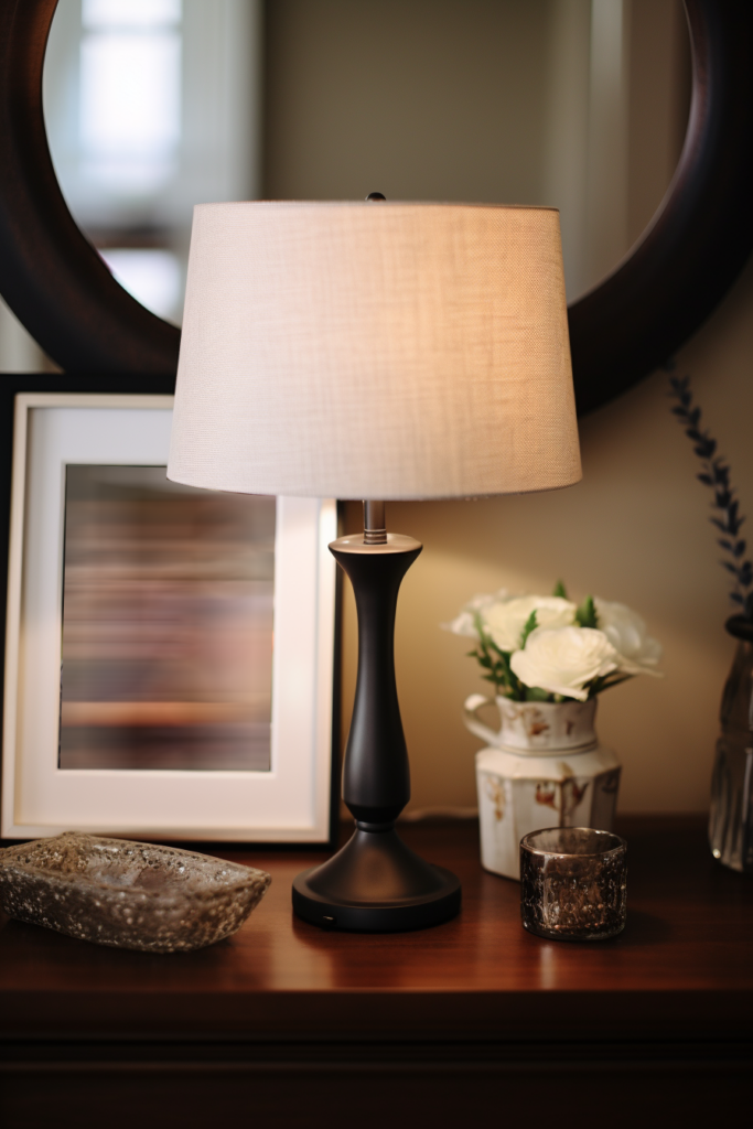 A stylish lamp on a table, serving as inspo for aesthetic room decor.