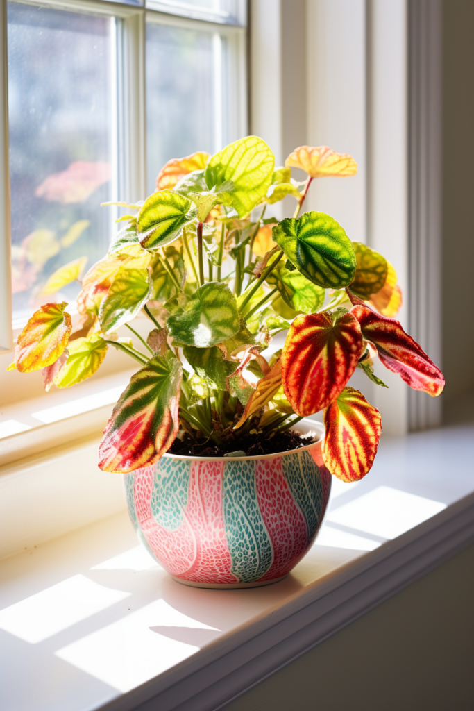 A humidity-loving plant sits on a window sill.
