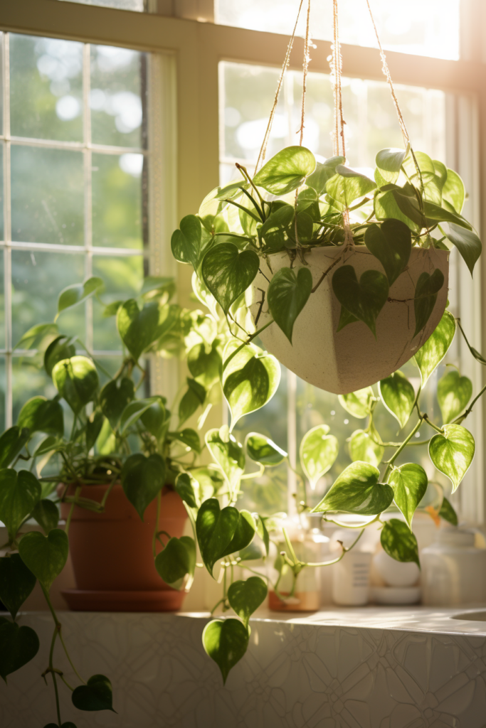 A choosing potted plant on a window sill.