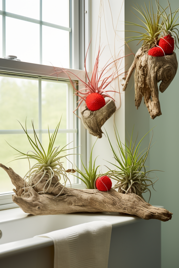 Ceiling hanging air plants.