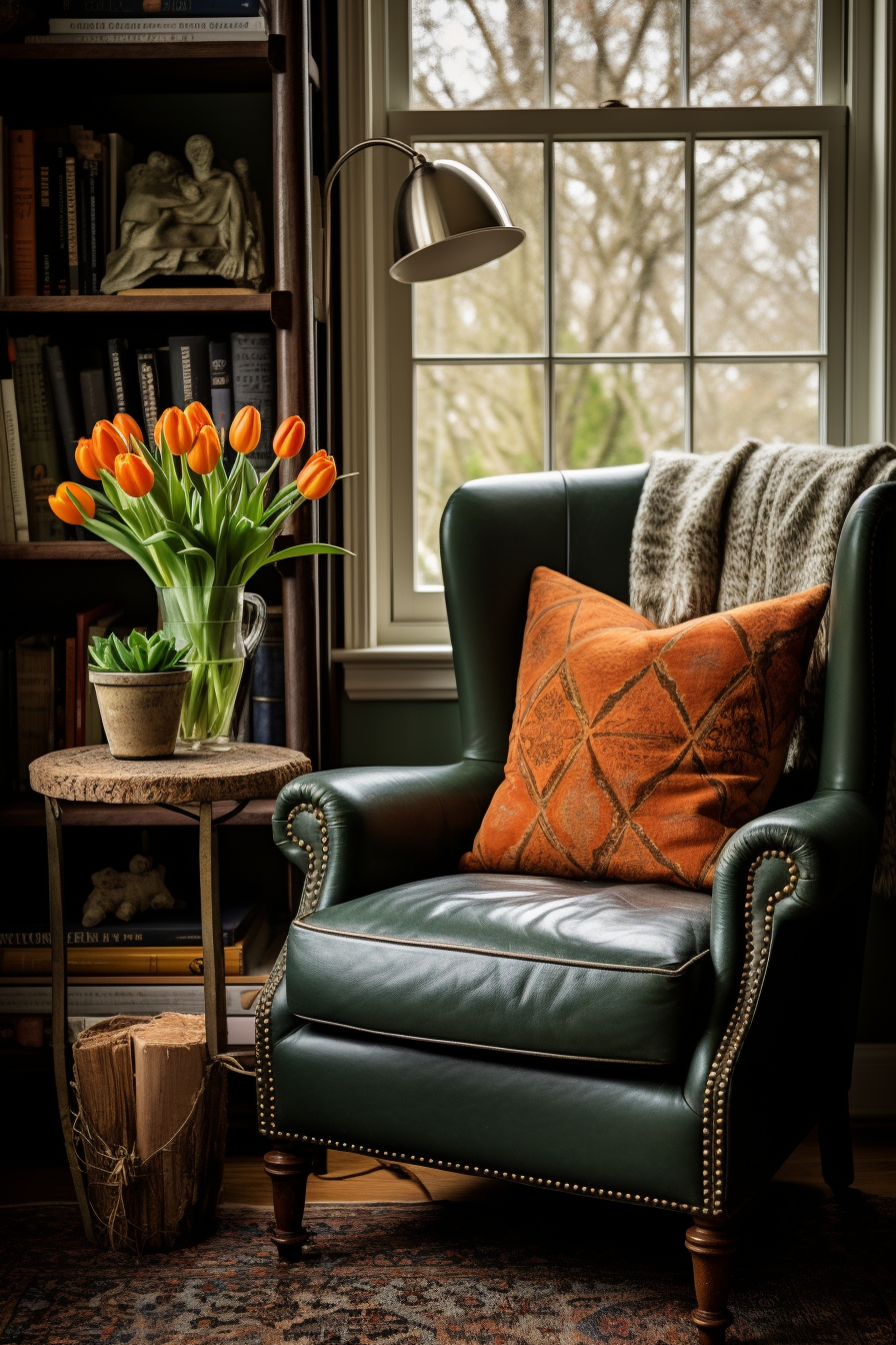 A chair in front of a window, providing interior design inspiration for a countryside house.